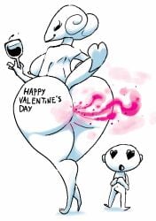 2022 alcohol alien anthro artist_name ass beverage big_butt black_eyes breasts container cup drinking_glass duo erection eyelashes fart fart_cloud female glass glass_container glass_cup hands_together heart_eyes heart_symbol heart_tail holidays humanoid in_awe jubb looking_at_another looking_at_viewer looking_back looking_back_at_viewer male male/female nipples nude nude_anthro nude_female open_mouth pink_fart_cloud raised_tail rear_view side_boob simple_background size_difference smile smiling_at_viewer smirk smirking_at_viewer standing tail tenting text text_on_butt valentine's_day white_background wine wine_glass