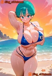 1female 1girls ai_generated ass big_ass big_breasts big_butt bikini blue_bikini blue_eyes blue_hair breasts bulma_briefs dragon_ball dragon_ball_fighterz dragon_ball_gt dragon_ball_heroes dragon_ball_super dragon_ball_super_super_hero dragon_ball_xenoverse dragon_ball_z female huge_ass huge_breasts huge_butt huge_thighs king_ai mature_female milf mother seaside short_hair stable_diffusion thick_thighs