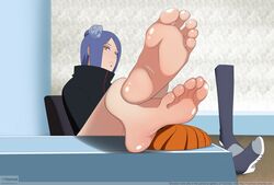 blue_hair boots foot_fetish konan mask naruto naruto_shippuden orange_eyes piercing soles toes whentai yuki_(artist) yukiroex