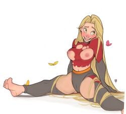 1girls blonde_hair bodysuit butterfly cosplay crossover crossover_cosplay disney disney_princess elastigirl_(cosplay) feet female female_only hourglass_figure human human_only light-skinned_female light_skin nude rapunzel stretching tangled the_incredibles tight_clothing tomphelippe wide_hips