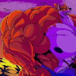 1:1 2021 anthro big_bulge big_muscles big_pecs black_nipples bulge canid canine clothed clothing countershading eyewear fierglief fox fur glasses hi_res huge_bulge huge_muscles huge_pecs hyper hyper_bulge hyper_muscles hyper_pecs male mammal muscular nipples open_mouth pecs red_body red_fur sharp_teeth solo teeth three-quarter_view underwear underwear_only veiny_muscle white_body white_countershading