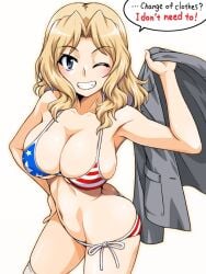 big_breasts bikini girls_und_panzer kay_(girls_und_panzer) small_bikini