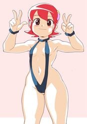 1girls bikini blush breasts curvy cute double_v female hips mayl_sakurai mega_man mega_man_battle_network mega_man_nt_warrior peace_sign pepipopo red_hair redhead rockman rockman_exe sakurai_meiru shinpepi sling_bikini small_breasts smiling solo tagme thick_thighs thighs wide_hips young