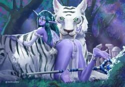 1animal 1boy anus arm_gloves balls barefoot blue_body cock_ring feet femboy forest jewelry night_elf notnarts priest_(warcraft) see-through staff tiger warcraft world_of_warcraft yellow_eyes