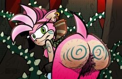 amy_rose anus ass bent_over big_ass body_hair breasts coremindsdark facepaint female furry grin hairy hairy_ass hairy_pussy looking_back mooning pubic_hair sega sonic_(series) sonic_prime thorn_rose