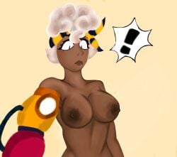 1girls alternate_breast_size alternate_version_at_source black_body brawl_stars dark-skinned_female dark_skin embarrassed embarrassed_nude_female female geminimanfucker9000 maisie_(brawl_stars) naked nude solo solo_female solo_focus white_hair