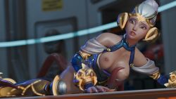 blue_hair breasts brown_eyes celestial_juno clothes juno_(overwatch) overwatch overwatch_2 overwatch_league red_eyes space_jam spaceship starry_sky_print tentacle tentacle_rape tentacle_sex trouble