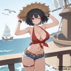 ai_generated bikini c.c.leah enigma_of_sepia nova_(enigma_of_sepia) pirate straw_hat