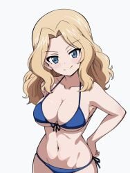 big_breasts bikini girls_und_panzer kay_(girls_und_panzer) long_hair small_bikini