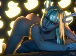 1girls 3d artist_logo blonde_hair blue_eyes female female_only hair_ornament light-skinned_female light_skin magik_(illyana_rasputin) magik_(marvel_rivals) marvel marvel_comics marvel_rivals nude nude_female pedman solo x-men
