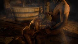 1boy 1girls 3d artist_request bathroom blowjob cd_projekt_red ciri emhyr_var_emreis father_and_daughter fellatio female incest kneeling male nude royal royalty scars the_witcher the_witcher_(series) the_witcher_3:_wild_hunt unknown_artist