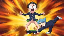 abs ass asshole couple cum embarrassed erection flaccid flaccid_penis foreskin gay glans glasses huge_cock jeans koma_sandayuu matarou_tamada nakuvt nude schoolboy uniform veins yaoi yo-kai_watch yo-kai_watch_jam:_yo-kai_academy_y_encounter_with_n