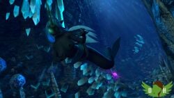 3d big_breasts finger_wag mermaid my_little_pony queen_chrysalis underwater