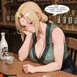 ai_generated bar big_ass big_breasts comics drunk indoors naruto naruto_(classic) naruto_(series) naruto_shippuden patreon patreon_username tsunade tsunade_senju