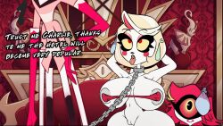 ahe_gao ahe_gao charlie_morningstar_(hazbin_hotel) condom english_text hazbin_hotel huge_ass huge_breasts text used_condom useless_clothing