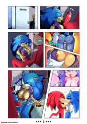 anthro ass balls big_breasts breast_grab breasts butt_grab clothing comic duo female genderswap genitals hand_on_breast hand_on_butt handjob hi_res kissing knuckles_the_echidna male missphase nipples penile penis pussy rule_63 sex sonic_(series) sonic_the_hedgehog sonic_the_hedgehog_(series) sonique_the_hedgehog sonknux straight undressing vaginal_penetration