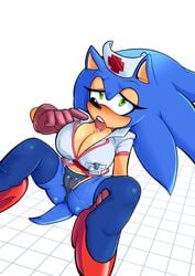 absurd_res anthro anus_outline big_breasts breasts cameltoe cleavage clothed clothing female footwear hi_res high_heels legwear missphase mobian_(species) nipple_bulge nurse partially_visible_vulva pokies rule_63 sega shoes solo sonic_(series) sonic_the_hedgehog sonic_the_hedgehog_(series) sonique_the_hedgehog thigh_highs tongue tongue_out