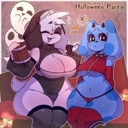 big_breasts big_thighs blue's_clues blue_(blue's_clues) blue_fur clothing costume dog dog_ears dog_tail doki doki_(character) doki_(discovery_kids) doki_adventures domestic_dog furry furry_female furry_only halloween halloween_costume maiky_atk