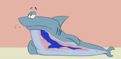 anus blue_body blue_scales breath da~blueguy duo feral fin fish gills hi_res humanoid internal kenny_(kenny_the_shark) kenny_the_shark_(series) marine oral_vore scales semi-anthro shark simple_background soft_vore tail vore x-ray_view