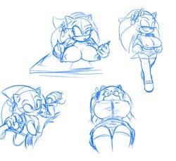 anthro big_breasts blue_and_white breasts disembodied_penis double_handjob female genderswap genitals group handjob low-angle_view male missphase mobian_(species) monochrome nipples oral penile penis rule_63 sega sex sonic_(series) sonic_the_hedgehog sonic_the_hedgehog_(series) sonique_the_hedgehog straight