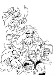 all_fours anthro anus ass big_breasts bodily_fluids breasts clothing female footwear genderswap genitals high_heels hook_hand missphase monochrome nipples pirate pussy risky_boots risky_boots_(cosplay) rule_63 sega shantae shoes smooth_skin solo sonic_(series) sonic_the_hedgehog sonic_the_hedgehog_(series) sonique_the_hedgehog sweat torn_clothing