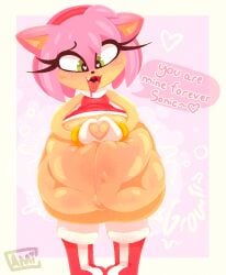 after_vore amy_rose anthro belly big_belly blush bodily_fluids cami_gz camigz dialogue drooling duo female female_pred heart_eyes heart_symbol in_love_with_prey male male/female male_prey oral_vore pillow_shading saliva same_size_vore sega sonic_(series) sonic_the_hedgehog sonic_the_hedgehog_(series) speech_bubble stomach_bulge tongue tongue_out vore vore_belly