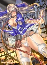 armor breasts brown_hair curvy garter_belt gloves habit hips jewelry large_breasts long_hair mole myouga nun panties pointy_chin queen's_blade queen's_blade_rebellion siggy skirt thick_thighs thighhighs thighs thong underwear wide_hips