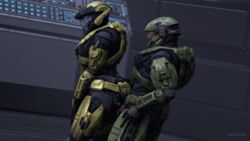 armor clothed_sex cum_inside cum_on_body dominant_male female female_penetrated halo_(game) halo_(series) halo_reach helmet male male_penetrating male_penetrating_female spartan spartan_(halo) submissive_female