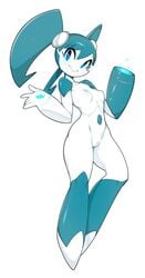 1girls arm_cannon clothing female footwear gun gynoid handwear humanoid jenny_wakeman machine my_life_as_a_teenage_robot nickelodeon petite robot robot_girl slugbox small_breasts smooth_skin tagme white_body xj-9