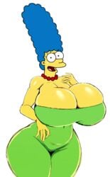 1girls absurdres alternate_breast_size big_breasts blue_hair breasts bursting_breasts cleavage collar edit female female_only huge_breasts hyper_breasts impossible_clothes impossible_dress large_breasts looking_at_viewer marge_simpson midriff my_mother's_basement shiny_skin sketch solo solo_female sssonic2 the_simpsons thick_thighs third-party_edit tight_clothing white_background wide_hips yellow_skin