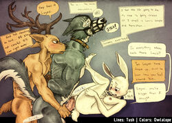 anal anal_sex anthro anthro_on_anthro anthro_penetrated anthro_penetrating anthro_penetrating_anthro athletic beastars biceps bisexual bisexual_sandwich blush bound canid canine canis cervid collar english_text female female_penetrated genitals group group_sex haru_(beastars) hi_res lagomorph legoshi_(beastars) leporid louis_(beastars) male male/male male_penetrated male_penetrating male_penetrating_female male_penetrating_male mammal muscular muzzle_(disambiguation) owlalope pecs penetration penis rabbit sandwich_position sex shallow_penetration straight submissive submissive_male text threesome train_position triceps tush vaginal_penetration vein wolf