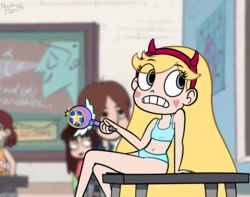 blonde_hair casual classroom disney edit female headwear magic public royal_magic_wand star_butterfly star_vs_the_forces_of_evil tagme underwear wand