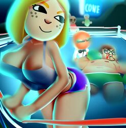 areolae_peeking beef_boss big_breasts black_eyes blonde_hair blood bloody_nose boxing_ring family_guy female freckles megumii_channel meme mii mob_face nintendo peter_griffin wii_sports