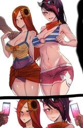 2girls big_breasts fiora_laurent large_breasts league_of_legends leona_(league_of_legends) mind_control multiple_girls nonconsensual ntr orange_hair pool_party_fiora pool_party_leona pool_party_series ratatatat74 riot_games source_request