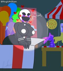 big_breasts classic_fnaf_2_marionette classic_fnaf_2_puppet detailed_background dialogue five_nights_at_freddy's hegiowilliam marionette_(fnaf) original_fnaf_2_marionette original_fnaf_2_puppet puppet_(fnaf) thick_thighs zeglo-official