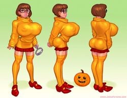 1girls 2020 ass ass_in_dress bangs big_lips bimbo bob_cut breasts brown_eyes brown_hair bubble_butt busty character_sheet erect_nipples erect_nipples_under_clothes eyelashes eyeshadow eyewear female female_focus female_only full_body glasses gradient_background hanna-barbera hourglass_figure huge_breasts john_persons lipstick makeup mascara miniskirt nipple_bulge nipples_visible_through_clothing orange_clothing orange_stockings orange_sweater pink_lipstick pinup plump_lips pose posing puffy_lips purple_eyeshadow red_shoes red_skirt scooby-doo see-through shoes short_hair skin_tight skirt sleeves_past_wrists solo standing tagme teenage_girl teenager theofficialpit thick_lips thick_thighs thighhighs turtleneck turtleneck_sweater velma_dinkley wide_hips