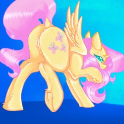 2023 animal_genitalia animal_pussy anus ass cutie_mark dankpegasista digital_media_(artwork) dock equid equine equine_genitalia equine_pussy feathered_wings feathers female feral fluttershy_(mlp) friendship_is_magic fur genitals green_eyes hair hasbro hi_res hooves looking_back mammal mane my_little_pony pegasus pink_hair pink_mane pink_tail pussy raised_hoof shy solo tail wings yellow_body yellow_feathers yellow_fur