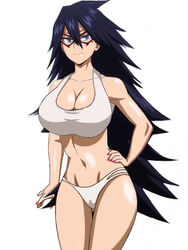 1girls abs alternate_breast_size big_breasts bikini bikini_top blue_eyes breasts breasts_out cleavage cleavage_cutout curvy curvy_figure edit edited female female_only front_view glasses huge_breasts looking_at_viewer midnight_(my_hero_academia) my_hero_academia naked nemuri_kayama solo solo_female solo_focus sportswear tank_top teacher underwear white_background yarro