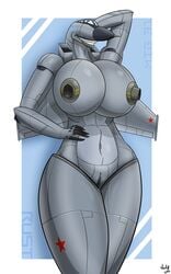 1girls a_drunk_dragon aeromorph aircraft anthro big_breasts breasts female female_only living_aircraft living_machine mig-31_foxhound nude original pussy rust_(anacoondaone) simple_background solo thick_thighs voluptuous wide_hips