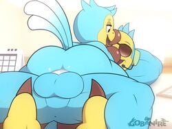 anal anal_sex animal_crossing ass balls blue_fur brother brother_and_brother brothers gay gobanire incest laying_on_bed nintendo orville_(animal_crossing) penis precum wilbur_(animal_crossing) yaoi year_request