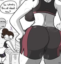 !! 1boy 2020 2girls airpods anon ass ass_focus bench big_ass big_breasts black_hair blush booty_shorts breasts breasts_out brown_hair bubble_butt busty clothing dat_ass dialogue female_only grey_skin hairband huge_ass huge_breasts jaiden jaiden_animations jaidens_mom large_ass milf ponytail public short_hair shorts_down slobbyslapper speech_bubble sports_bra sssir sssir8 surprised sweat text thick_ass thick_thighs thighs tree white_background white_skin wide_hips youtube youtuber