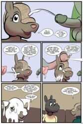 2:3 animal_genitalia animal_penis anthro armadillo bodily_fluids bukkake comic cum cum_covered cum_on_face cumshot dialogue ejaculation elephant elephant_penis elephantid english_text equine_penis fantasizing female genital_fluids genitals hi_res humanoid_genitalia humanoid_penis humor iguanid lizard male mammal messy page_82 penis penis_on_head proboscidean reptile rhinocerotoid scalie sound_effects speech_bubble study_partners sumatran_rhinoceros teenager text thunderouserections xenarthran young