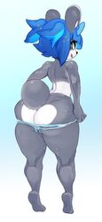 anthro artist_request ass bear bear_ears black_fur black_nose black_tail blue_hair color colored female fur green_eyes hair heart_eyes nuwa_nightstone panda panda_humanoid panties small_breasts smile solo solo_female sweat tagme tail tongue tongue_out underwear ursid wet white_body white_fur