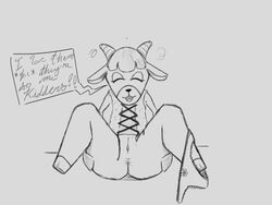 4:3 animal_crossing anthro clothing drunk female holemann monochrome nintendo panties panties_down pashmina_(animal_crossing) solo substance_intoxication underwear video_games