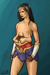 areola areolae black_hair blue_eyes breasts dc_comics female huge_areolae justice_league large_areolae large_breasts leta sagging_breasts wonder_woman wonder_woman_(series)