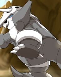 1girls 2020 aggron beautyfromabove blush claws digital_media_(artwork) eye_contact feet female feral flat_chest half-closed_eyes hi_res horn looking_at_viewer nintendo open_mouth pokémon_(species) pokemon pokemon_(species) pokemon_rse pussy scalie solo tail video_games wide_hips