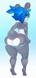 animated anthro bear bear_ears black_fur black_nose black_tail blue_hair butt color colored female fur green_eyes hair heart_eyes nuwa_nightstone panda panda_humanoid panties small_breasts smile solo solo_female sweat tagme tail tongue tongue_out underwear ursid violet_io(artist) wet white_body white_fur