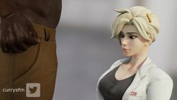 3d animated big_penis blender clothed_female_nude_male cock_shock currysfm dark-skinned_male dark_skin doctor interracial large_penis mercy no_sound overwatch penis penis_awe shocked shocked_expression video