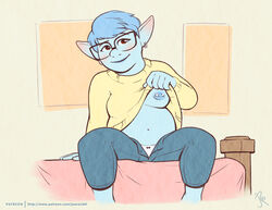 chubby disney female glasses joe_randel laurel_lightfoot milf nipples non-human onward_(2020) panties pierced_nipples pixar shirt_lift sitting solo unzipped_pants white_panties