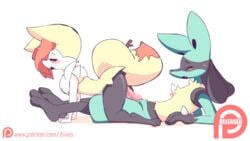 1boy 1girls animated anthro anthro_on_anthro anthrofied blush bouncing_breasts braixen diives female furry generation_4_pokemon generation_7_pokemon interspecies lucario male male_anthro nintendo patreon pokemon pokemon_(species) pokemon_dppt pokemon_xy sex text url watermark